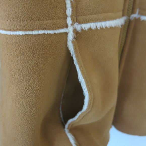 VINTAGE Kim Rogers Y2K Jacket Faux Suede Size M Women Tan Brown Faux Fur Trim - Picture 4 of 13